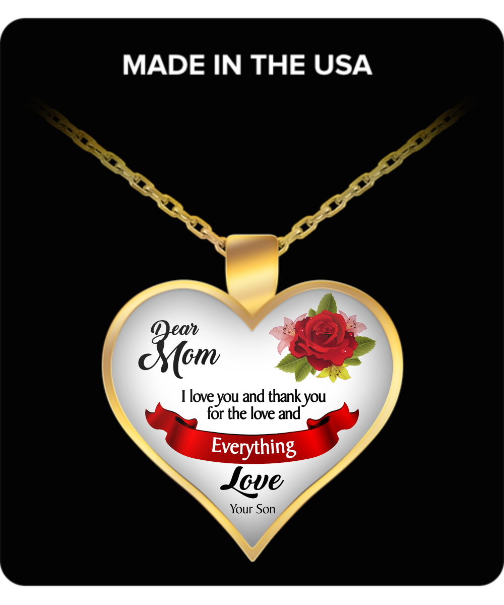 Dear Mom Necklace for Mom - Awesome and Unique Mothers Day and Birthday Gifts for Mom from Son