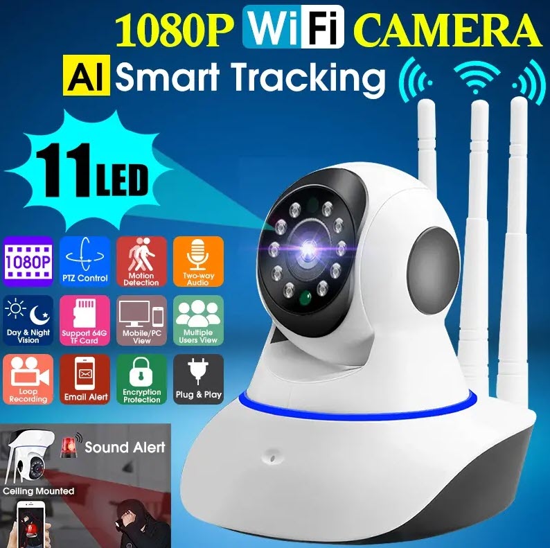 WiFi Smart Wireless IP Camera Home Security Surveillance Pan&Tilt Outdoor Security Camera Two Way Audio Motion Detection Clear Night Vision