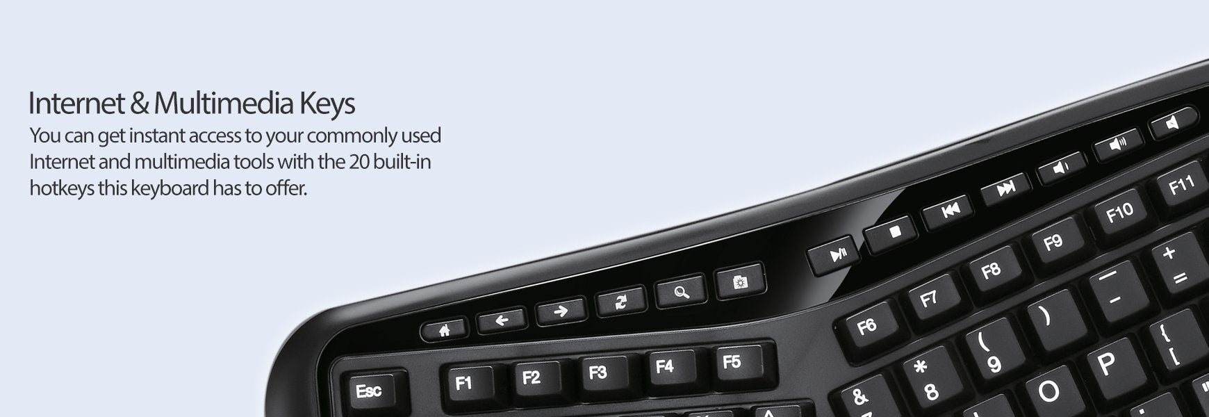 Adesso Tru-Form 4500 - 2.4GHz Wireless Ergonomic Touchpad Keyboard