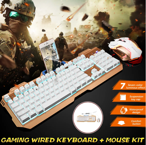 CLIQTEQ™ 104 Keys Backlight USB Wired Gaming Keyboard and Mouse Combo for Desktop PC Laptop - White