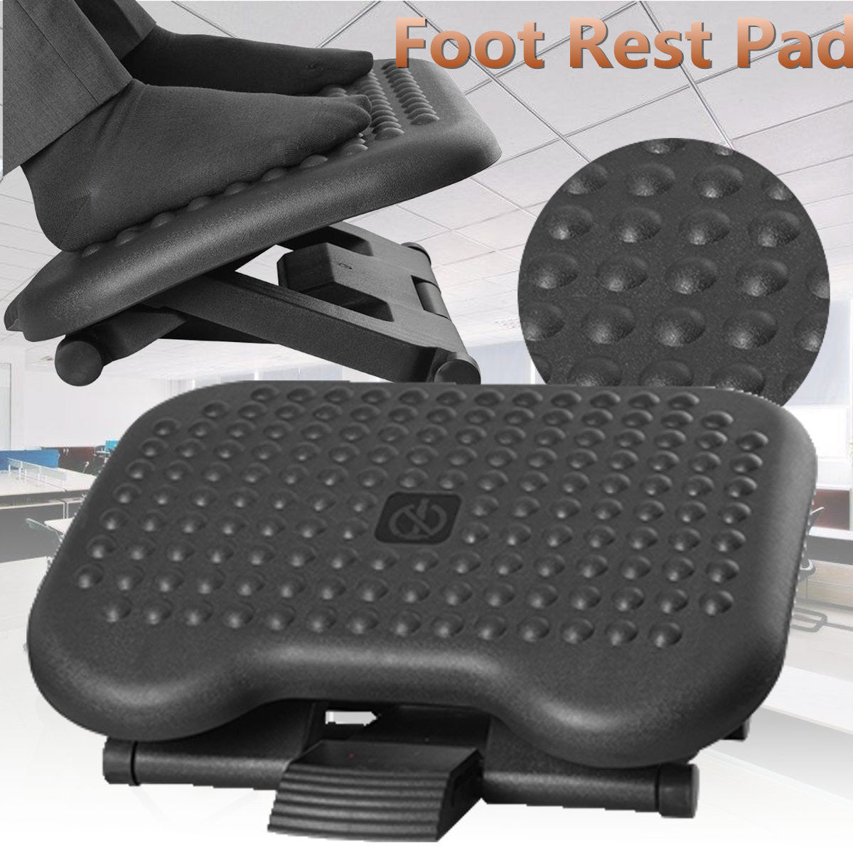 Adjustable Tilting Footrest Under Desk Ergonomic Office Foot Rest Pad Footstool Foot Pegs