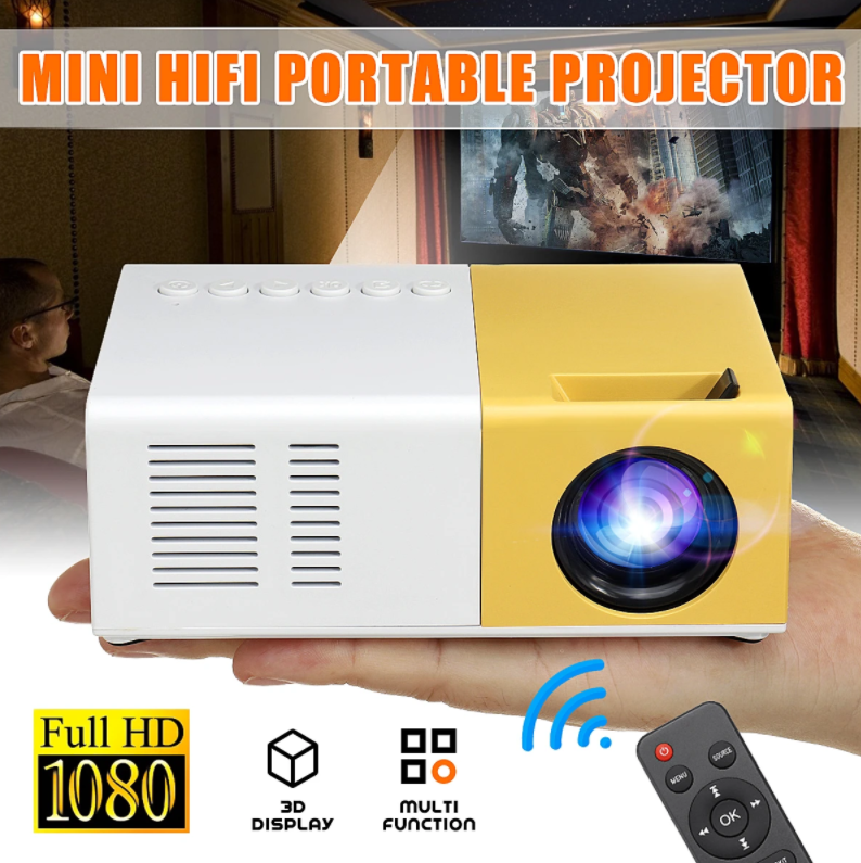 Mini Projector, Portable Pico Full Color LED LCD Video Projector for Children Present, Video TV Movie, Party Game, Outdoor Entertainment with HDMI USB AV Interfaces and Remote Control