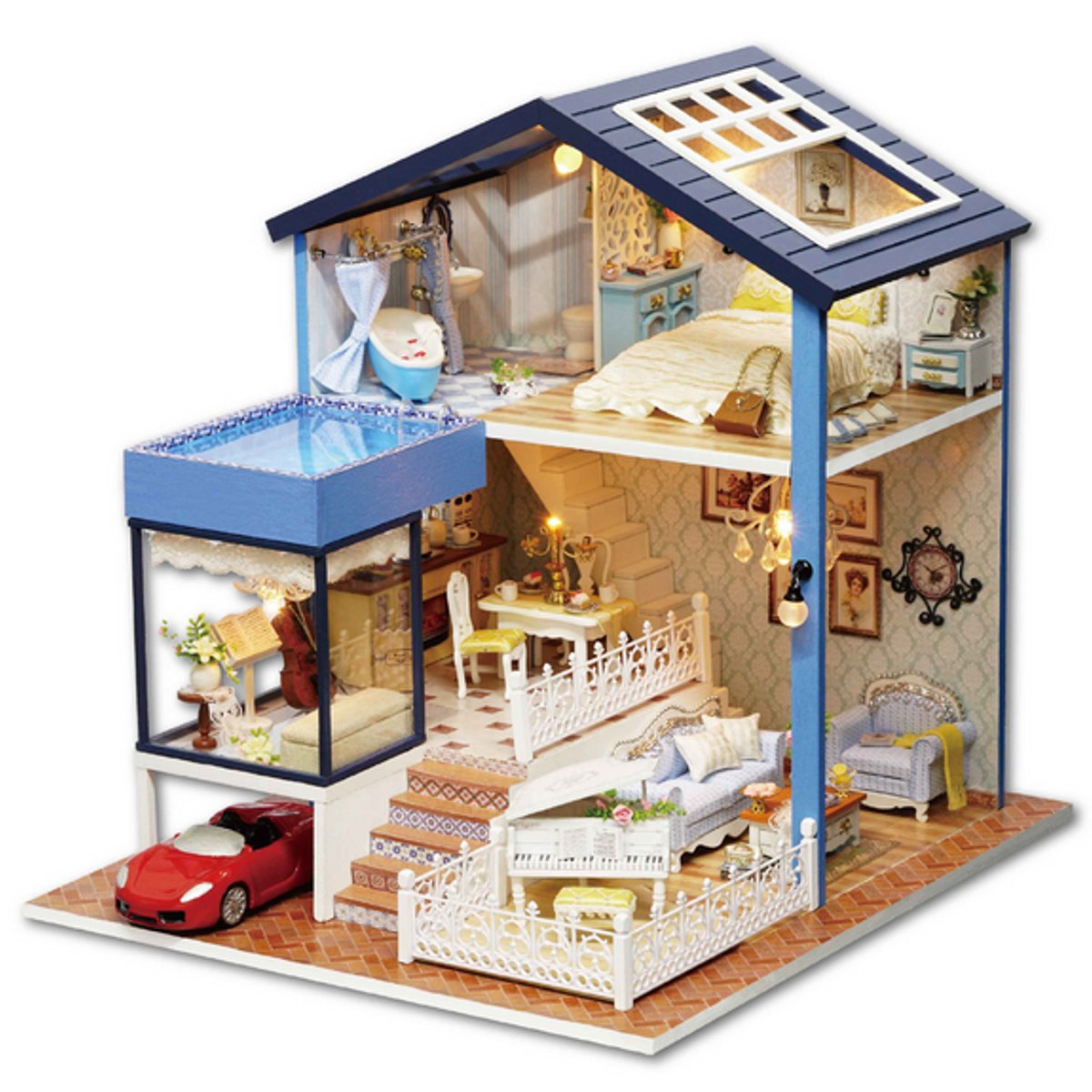 Exquisite Miniature DIY Doll House With Furniture And Lights