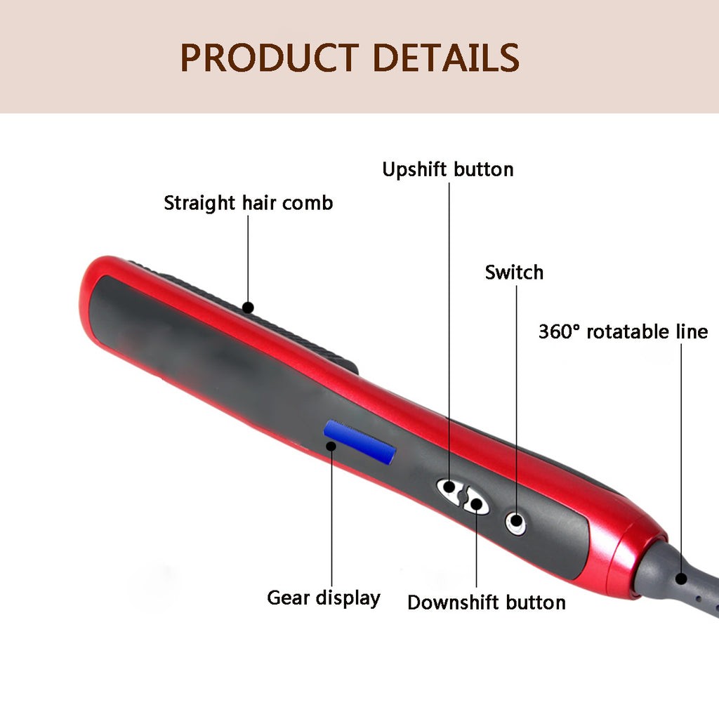 2 in 1 29W Electric Fast Hair Straightener Curling Styling Brush Comb Curler Iron