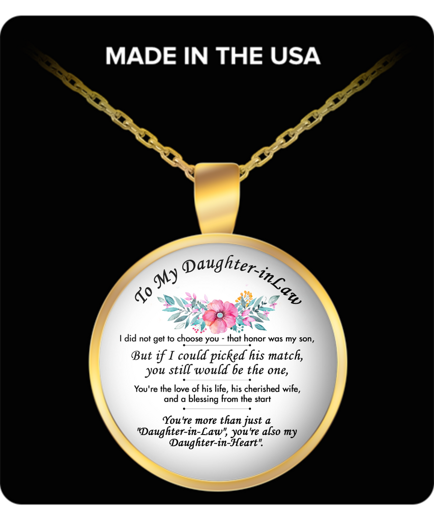 To My Daughter-in-Law Round Pendant Gold Plated Necklace