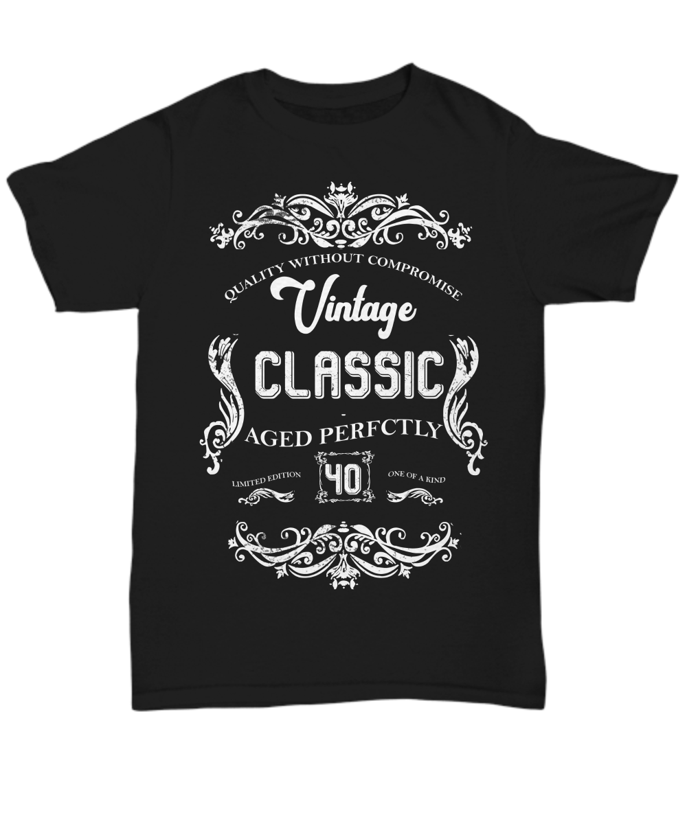 Vintage Classic Black Shirt - Aged Perfectly Perfect Birthday Gifts for Dad, Men - Extreme Fathers Day Gifts Ideas for Him from Son, Daughter, Wife - Cool Presents For Father