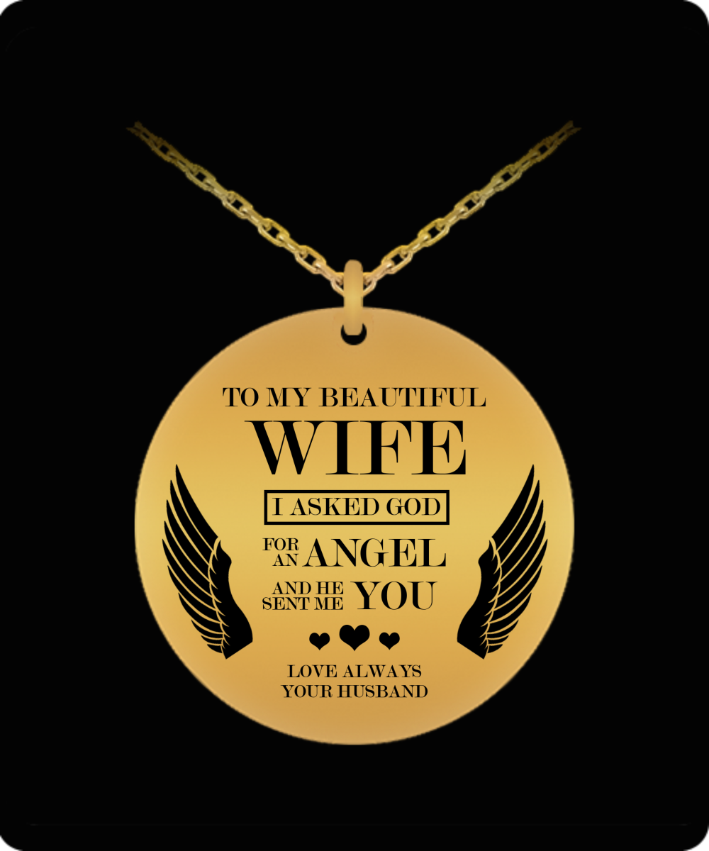 Mother's Day Necklace for Wife "To My Beautiful Wife" - Awesome Gift for Wife from Husband - Unique Mothers Day and Birthday Gifts for Her from Husband