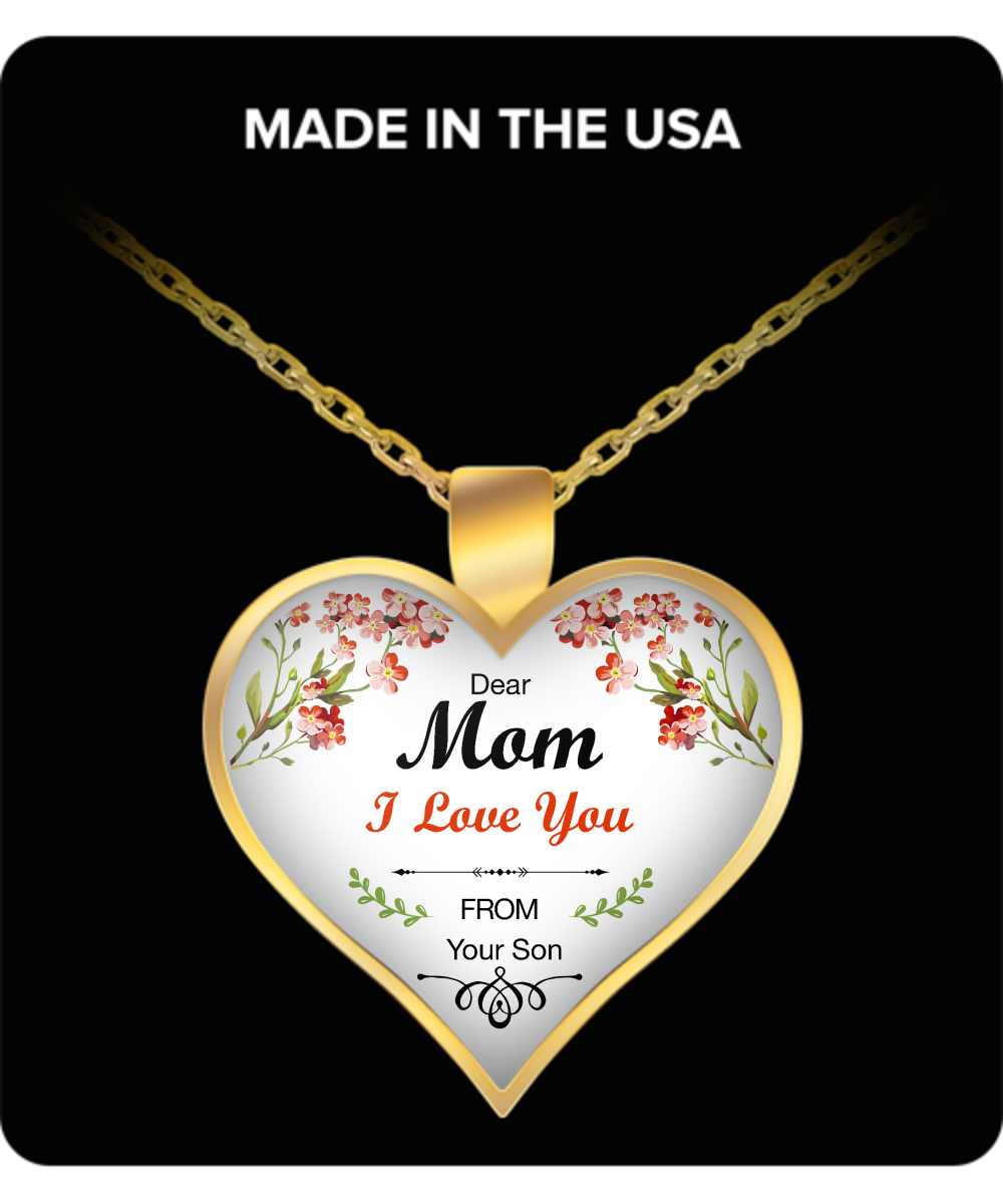 Dear Mom, I love You Mothers Day Necklace for Mom - Awesome Gift for a Mother from Son - Unique Mothers Day and Birthday Gifts for Her from Son