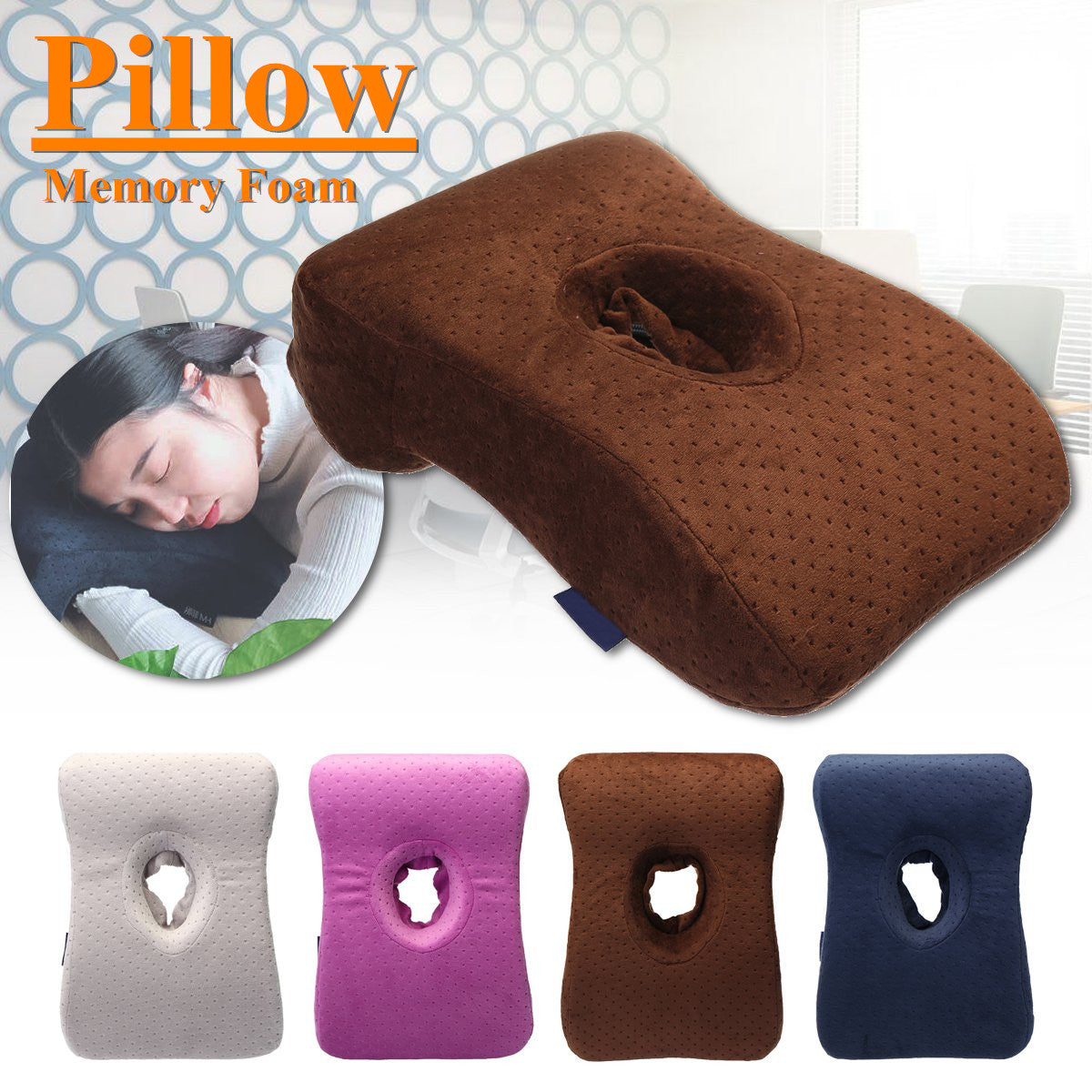 Memory Foam Pillow Comfortable Office Table Neck Rest Sleeping Soft Cushion