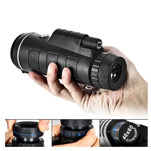 HD Ajustable Waterproof 40X60 Zoom Optical Lens Monocular Telescope with Tripod For Outdoor Camping Traveling